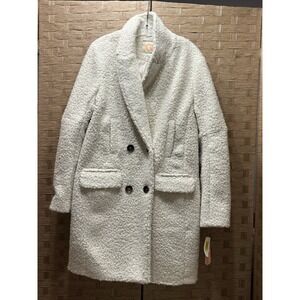 GB Gianni Bini Women's Heavy Double-breasted Wool Off-white Coat Sz L NEW w/Tags